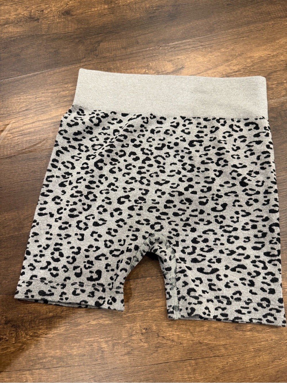 LOFT Grey and Black Leopard Print Kids Bike Shorts